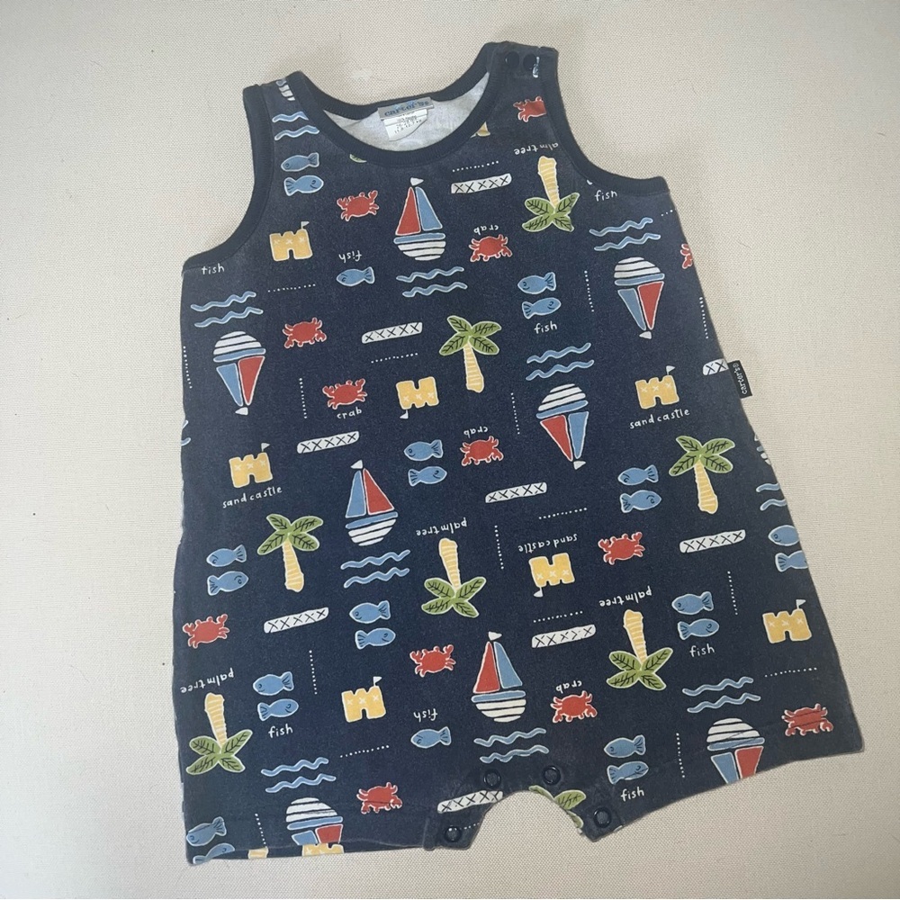 Carter's Navy Nautical Print Sleeveless One-Piece